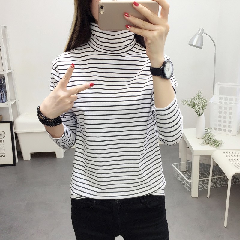 薄款高領/半高領內搭上衣  韓版修身素色長袖T恤