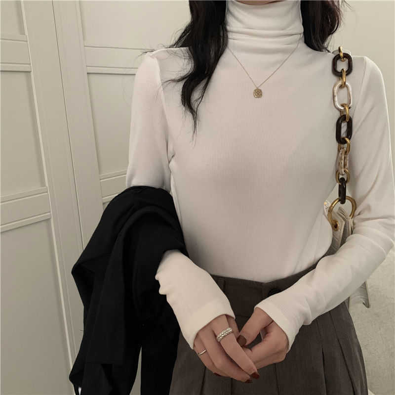 薄款高領/半高領內搭上衣  韓版修身素色長袖T恤