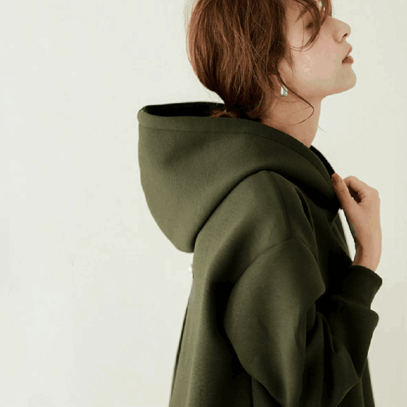 五色釘珠連帽大學T 韓系寬鬆版 背後抓褶設計 休閒百搭帽T