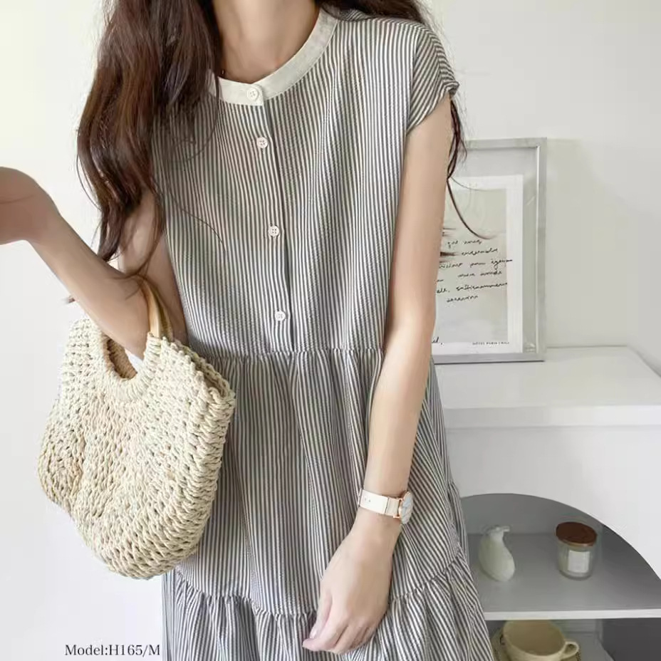 韓國chic ‧ 4色條紋蝴蝶結設計連身裙