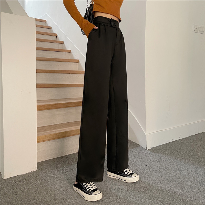 秋韓版垂感高腰復古西裝褲 休閒寬褲