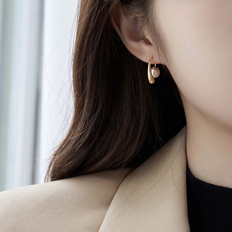 法式極簡高級感珍珠耳飾 氣質輕奢小眾設計感耳飾