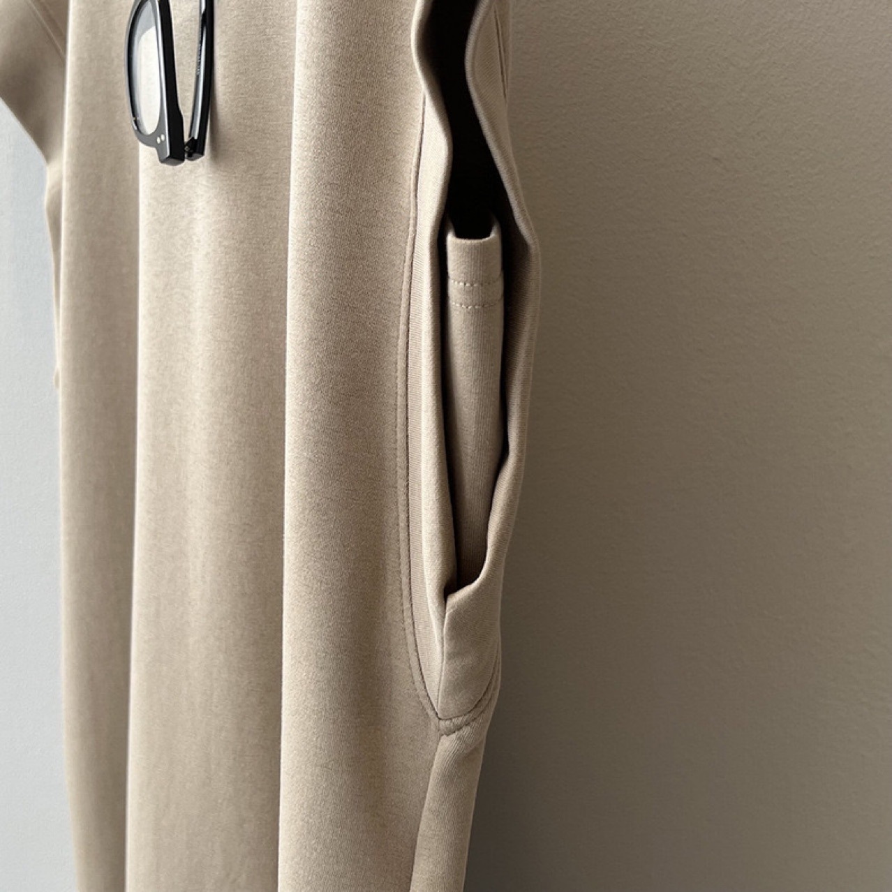 日系質感飛袖棉質洋裝 寬鬆剪裁中長版T恤洋裝