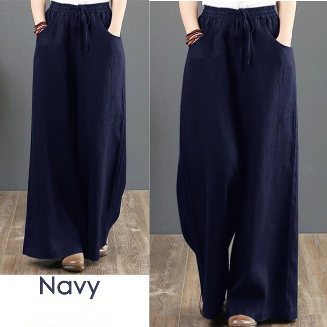 簡約好搭 純色 高腰 直筒褲 大尺寸 寬鬆 棉麻 寬褲