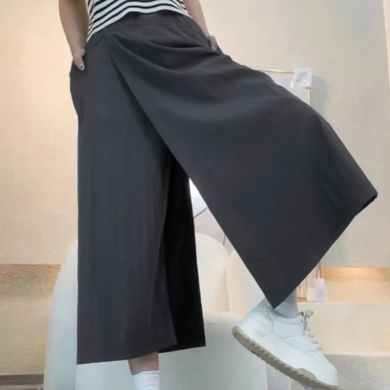 簡約顯瘦褲裙 百搭 寬鬆 設計感 不走光 八分寬褲