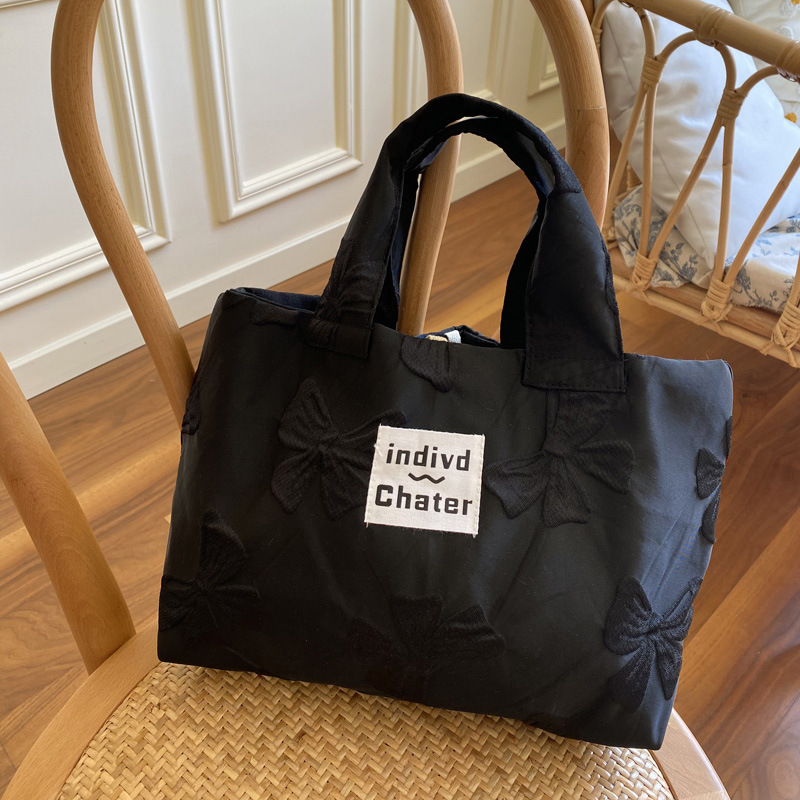 法式小眾紅色蝴蝶結手提包 可愛氣質風手拎便當包