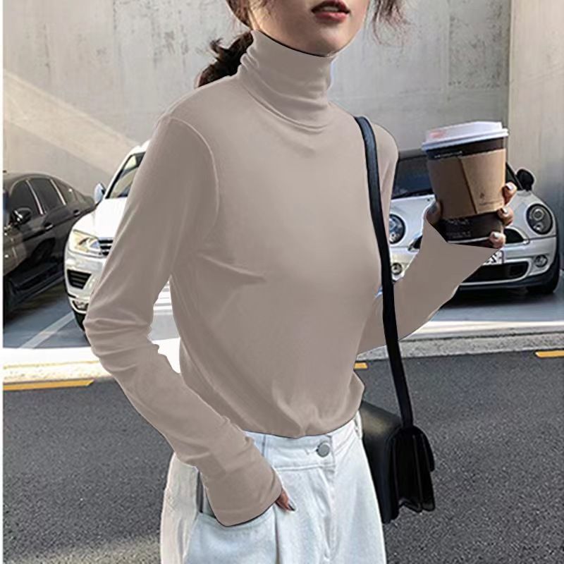 薄款高領/半高領內搭上衣  韓版修身素色長袖T恤