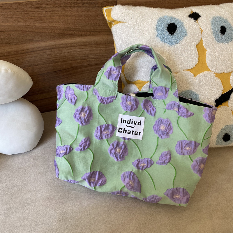 法式小眾紅色蝴蝶結手提包 可愛氣質風手拎便當包