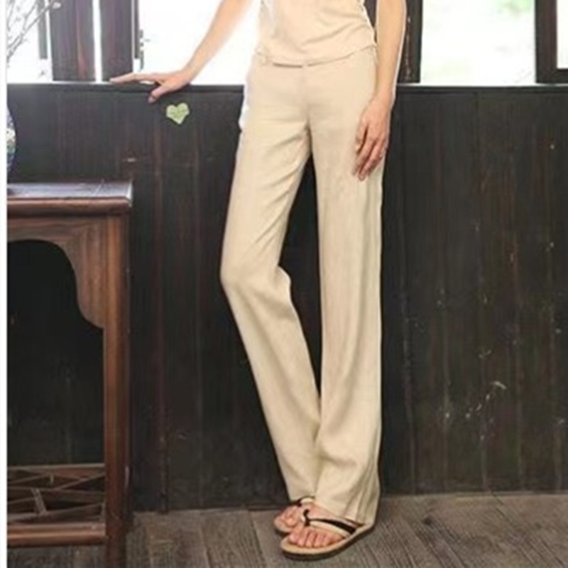 熱銷推薦 全6色 日系風素面 顯腿長 亞麻 直筒 高腰 休閒褲