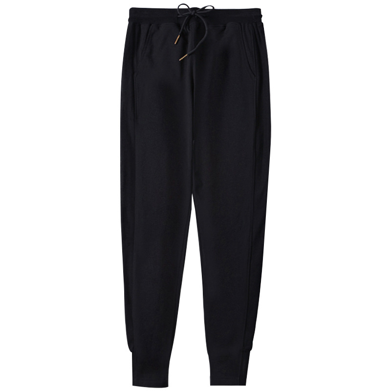 春秋黑色哈倫褲-中腰氣質通勤窄管長褲 文藝風翻布設計