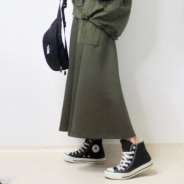 秋冬新款長袖拼接連帽上衣+鬆緊腰A字半身裙兩件套