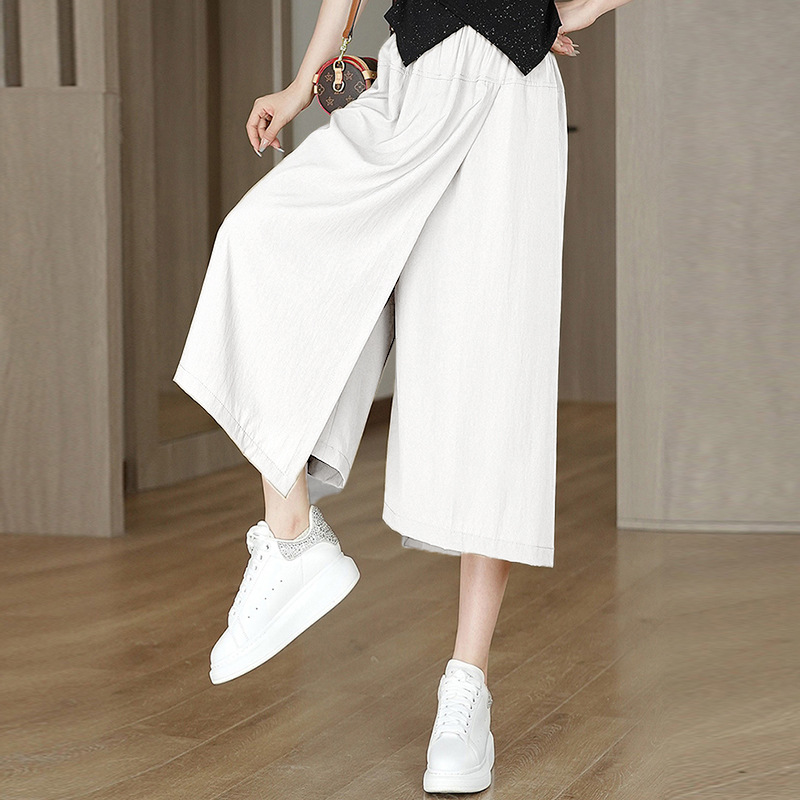 簡約顯瘦褲裙 百搭 寬鬆 設計感 不走光 八分寬褲