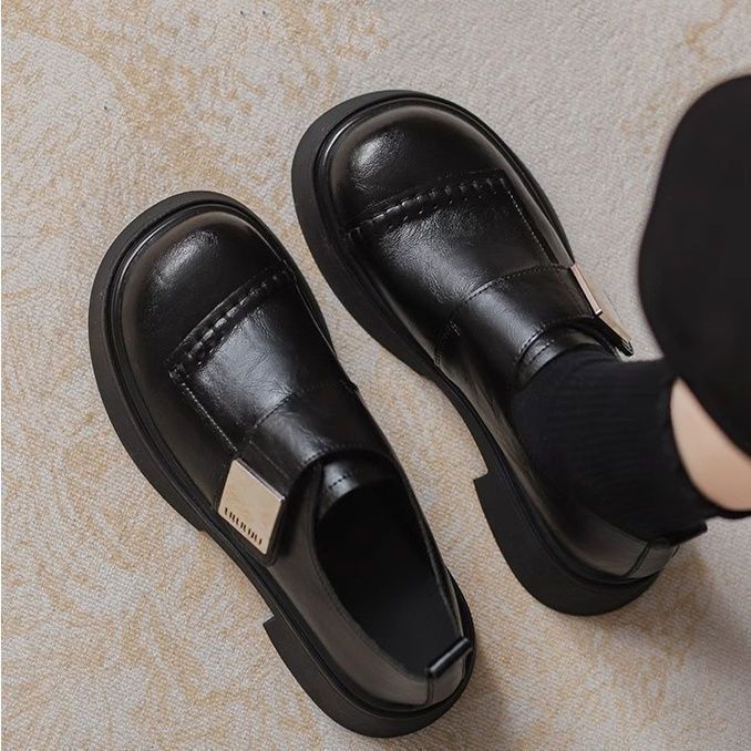 復古樂福鞋 魔鬼氈設計 厚底增高 簡約百搭款