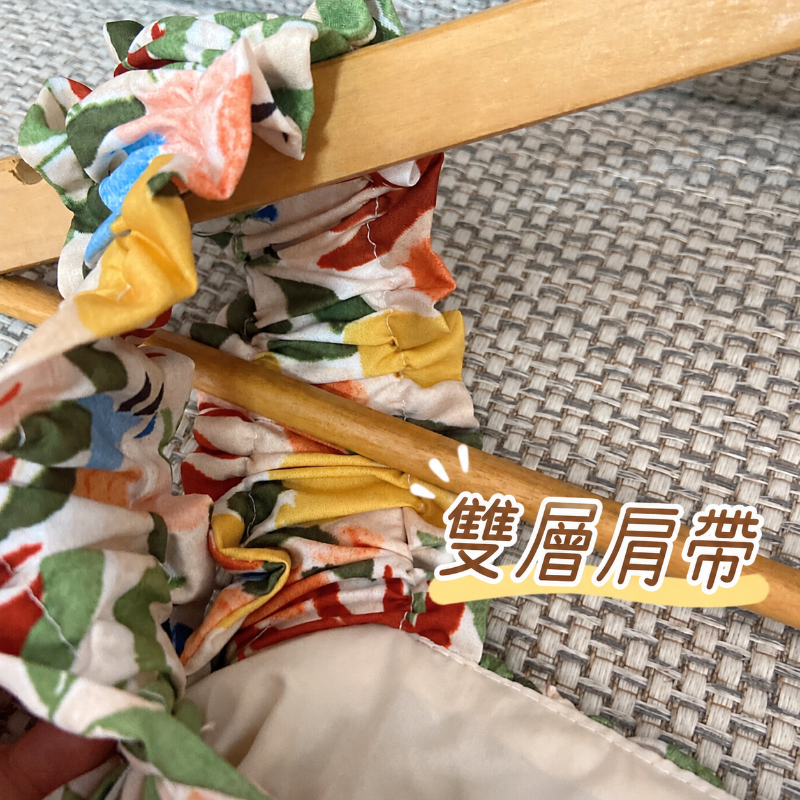 油畫花卉印花背心上衣 荷葉肩帶設計 度假風穿搭