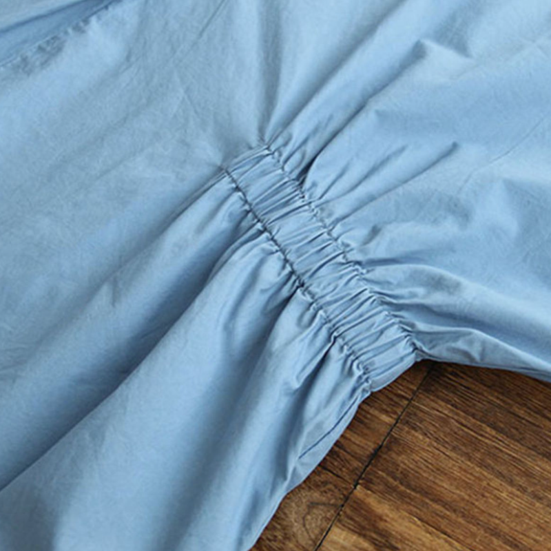 高腰剪裁長袖襯衫 遮小腹顯瘦收腰設計 逆齡感立領氣質上衣