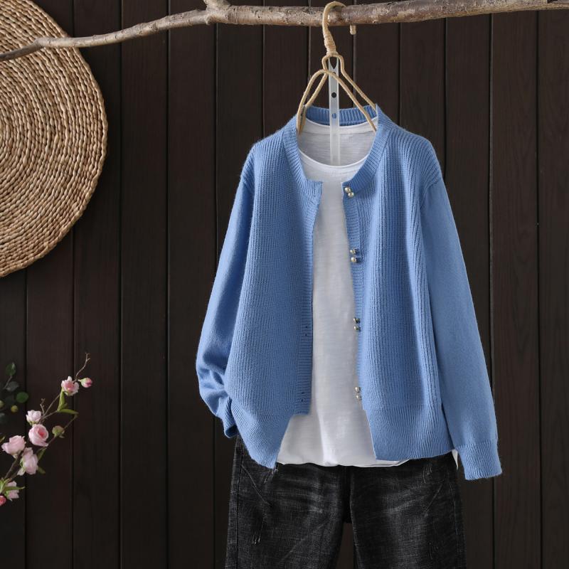 韓系純色慵懶風針織開衫外套 寬鬆長袖超軟糯毛衣 修身顯瘦百搭設計