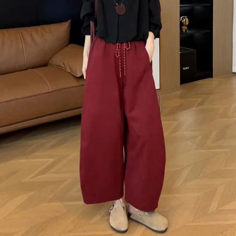 早秋兩件式套裝 圓領長袖上衣＋高腰寬褲 簡約顯瘦 成套穿搭