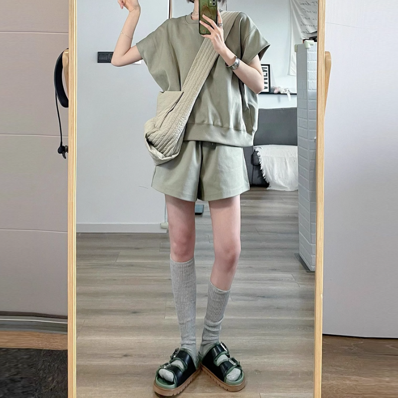 【單品可選】韓流正夯 空氣感運動套組 減齡休閒風上衣+短褲組