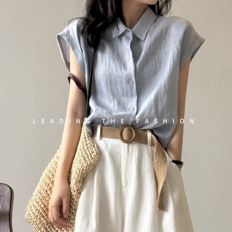 素面小飛袖襯衫 輕盈透氣 氣質通勤款
