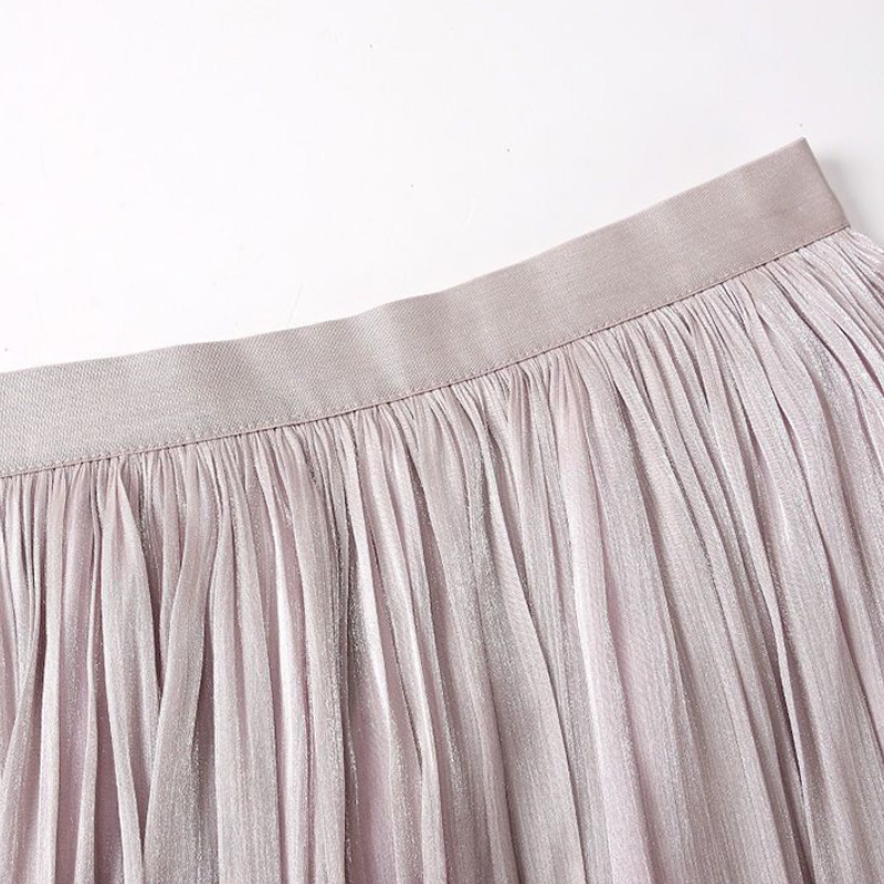 春夏熱賣 雪紡珠光百摺半身裙 顯瘦A字中長裙 親膚透氣垂墜感 實穿百搭洋裝內搭裙