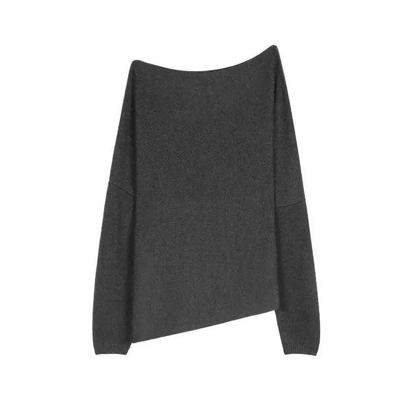 甜辣感一字領長袖上衣＋小圓點A字長裙 早秋套裝