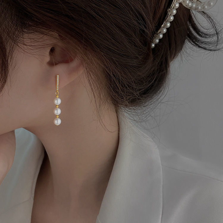 高級感輕奢珍珠耳飾 流蘇耳環長款