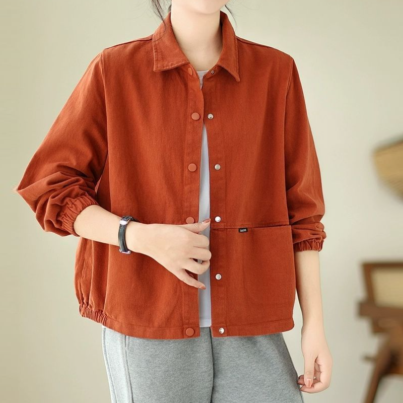 休閒襯衫外套 短版落肩 寬鬆好搭 彈性縮口