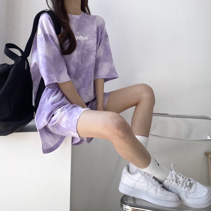 水洗暈染短袖T＋短褲兩件式 休閒套裝（8色）