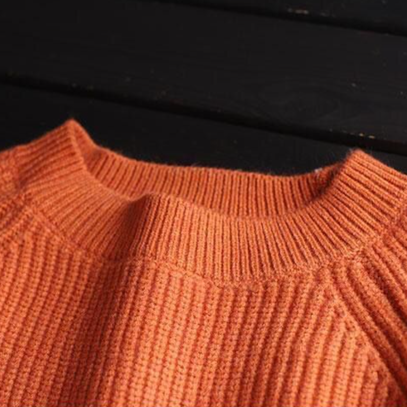 2024秋冬洋氣圓領純色線條紋簡約冬季寬鬆針織衫套頭女裝加厚毛衣