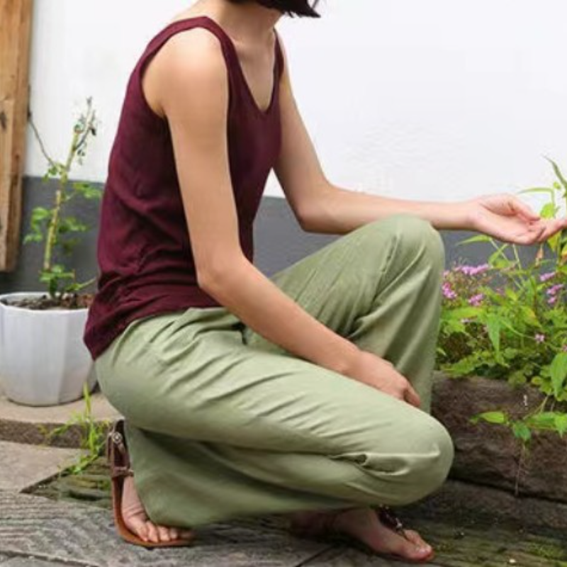 熱銷推薦 全6色 日系風素面 顯腿長 亞麻 直筒 高腰 休閒褲