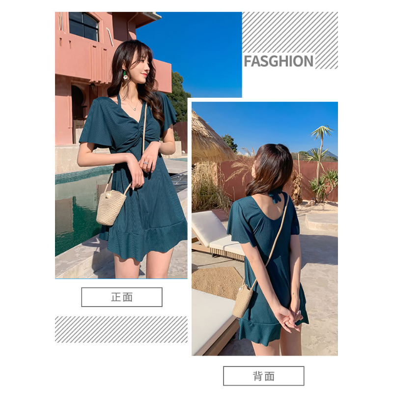 高級大碼泳衣 女士連體顯瘦款 遮肚設計