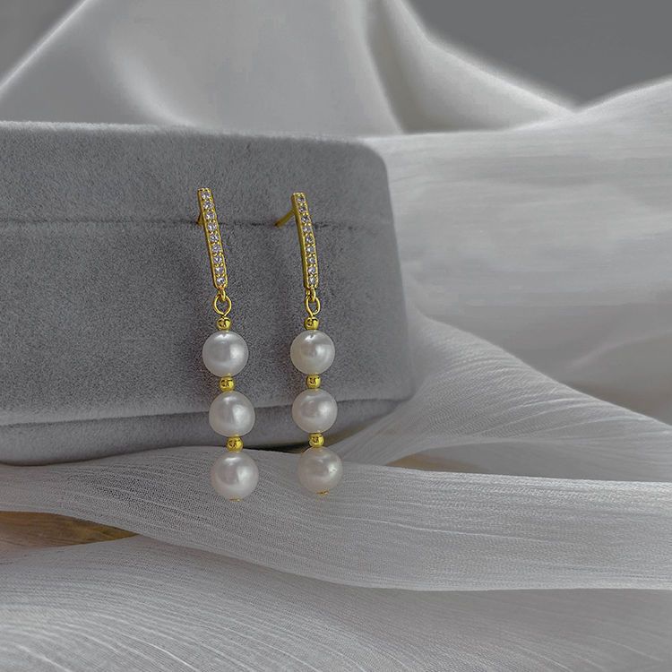 高級感輕奢珍珠耳飾 流蘇耳環長款