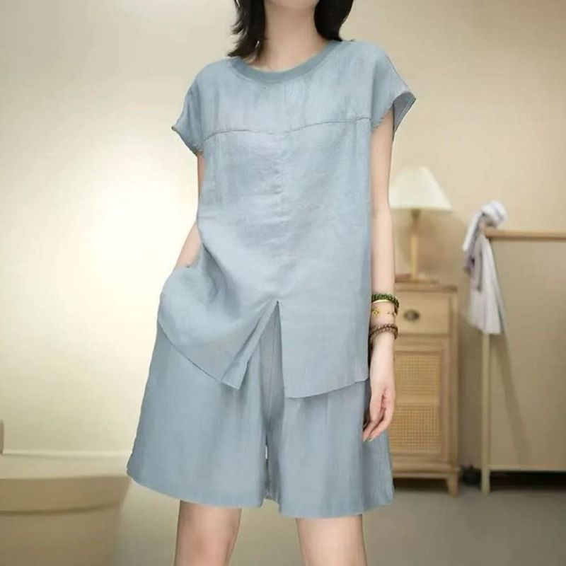 原宿風短袖套裝 夏季兩件式穿搭 寬鬆休閒風