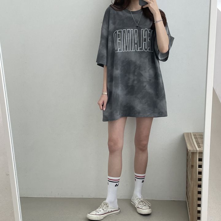 水洗暈染寬鬆短袖T恤 寬鬆街頭風 休閒百搭款