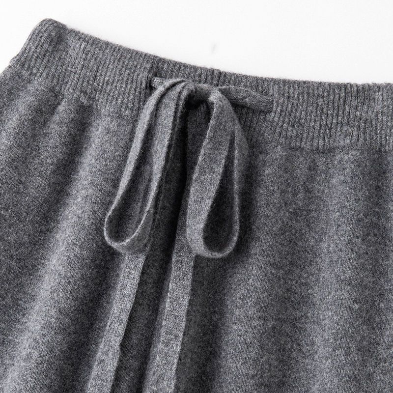 高腰顯瘦超彈羊毛寬褲 休閒拖地針織長褲