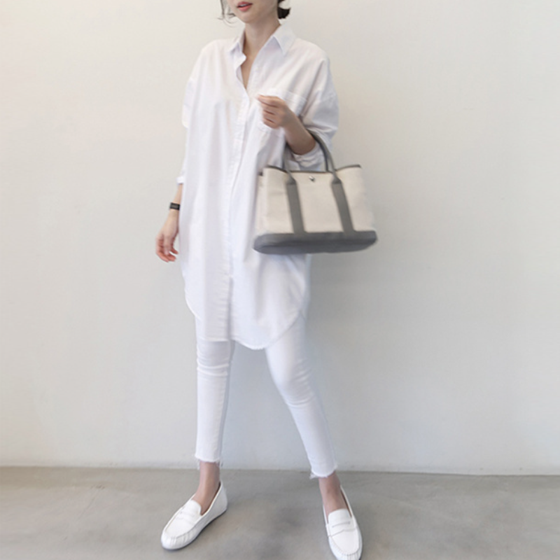 簡約 ‧ 韓國東大門純棉長袖襯衫洋裝上衣