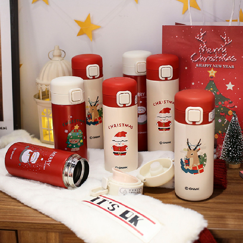 聖誕節超萌彈跳蓋不鏽鋼保溫瓶 學生情侶都愛的便攜隨手杯 禮物首選