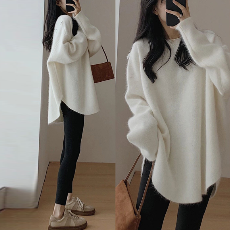 韓國寬鬆軟軟糯糯春秋薄款針織上衣 休閒韓版素面內搭