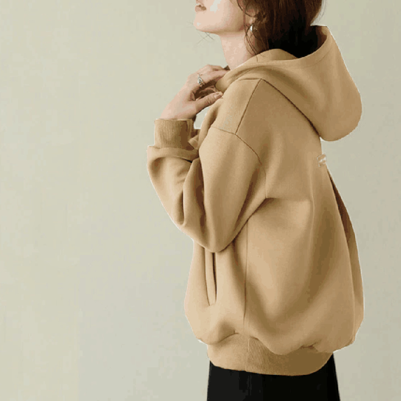 五色釘珠連帽大學T 韓系寬鬆版 背後抓褶設計 休閒百搭帽T