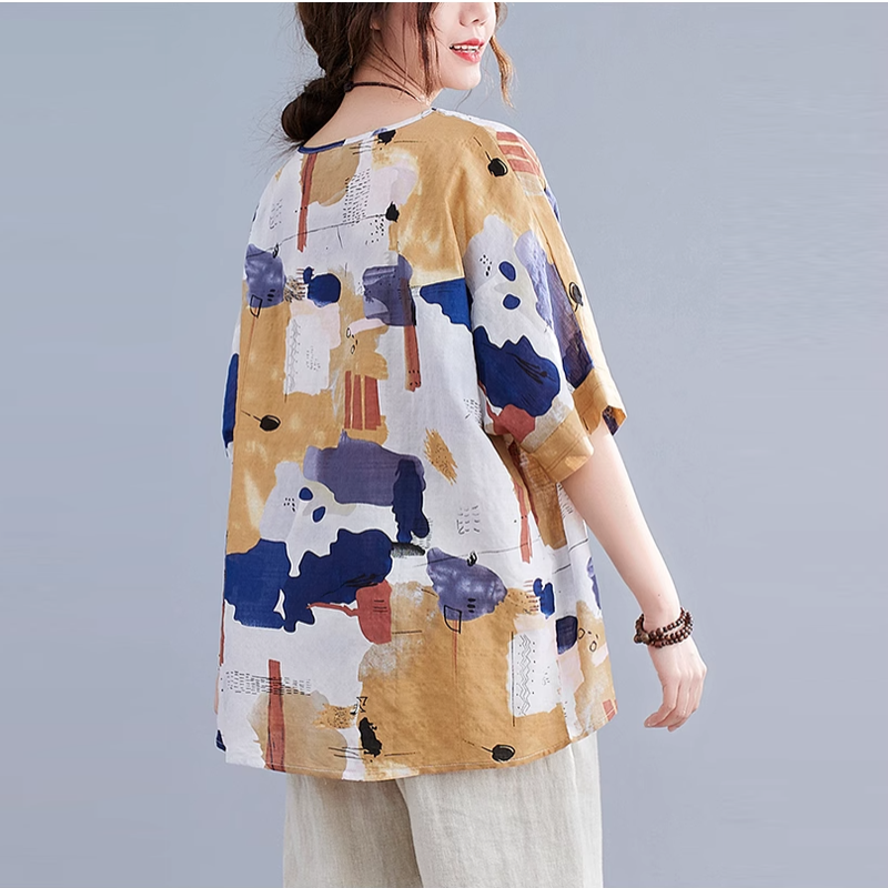 休閒·文藝優雅寬鬆蝙蝠袖上衣 寬鬆減齡t恤