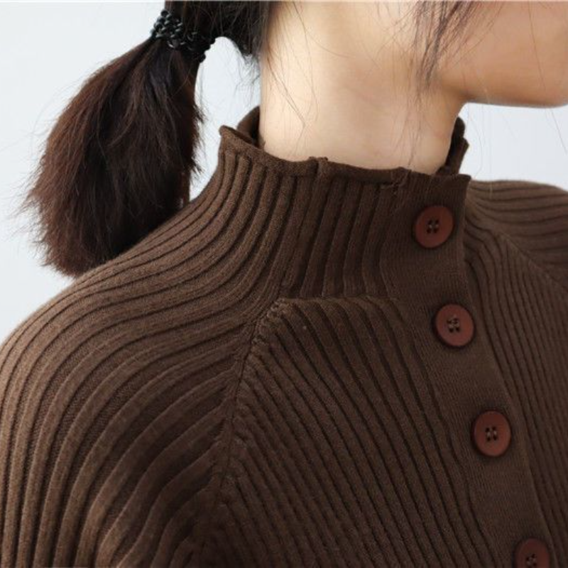 高領針織長洋裝 寬鬆剪裁 秋冬搭大衣百搭款