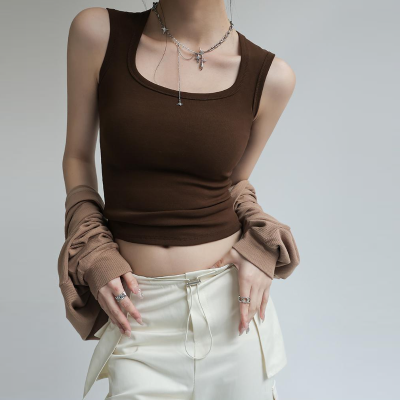 純棉U背心 副乳隱形顯瘦直角肩內搭 鎖骨U型背心