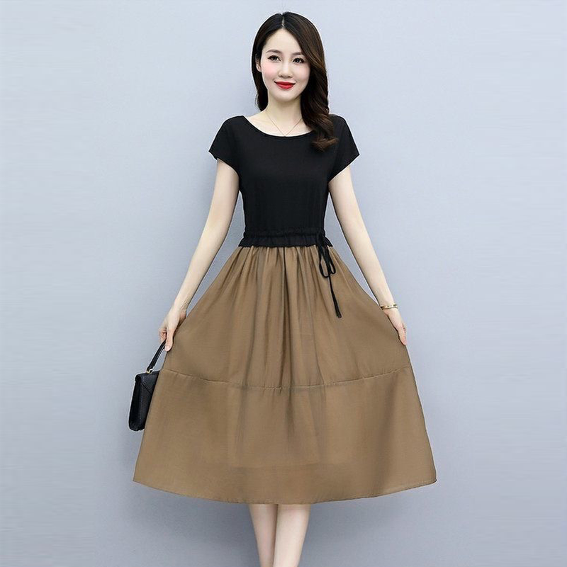 雪紡洋裝女 氣質收腰遮肚顯瘦小個子高端商務宴會約會