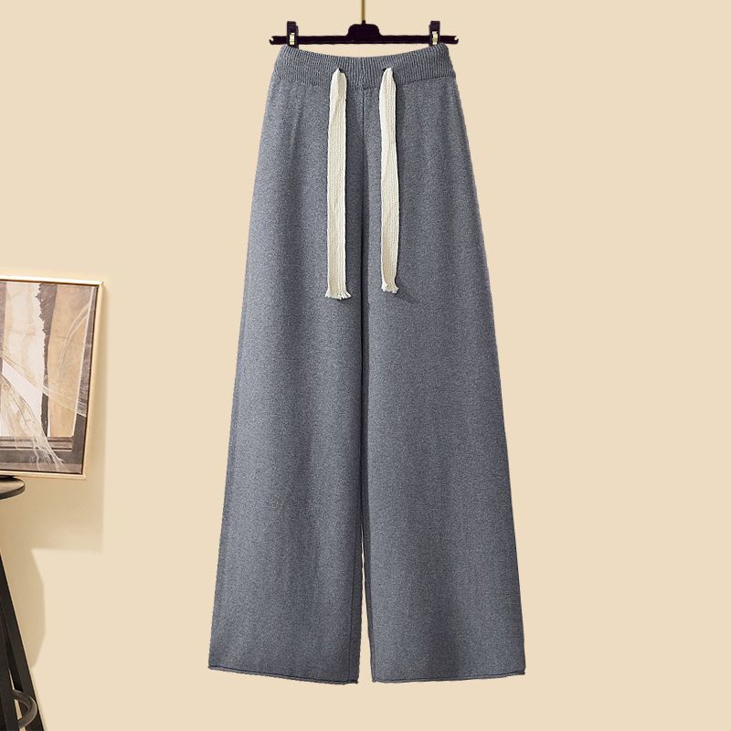 【單品可選】冬季套裝長款針織外套搭配針織毛衣寬褲三件套