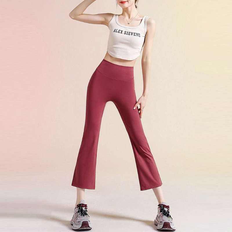 八分微喇瑜伽褲 高腰顯瘦小個子彈性褲 適合外出穿搭