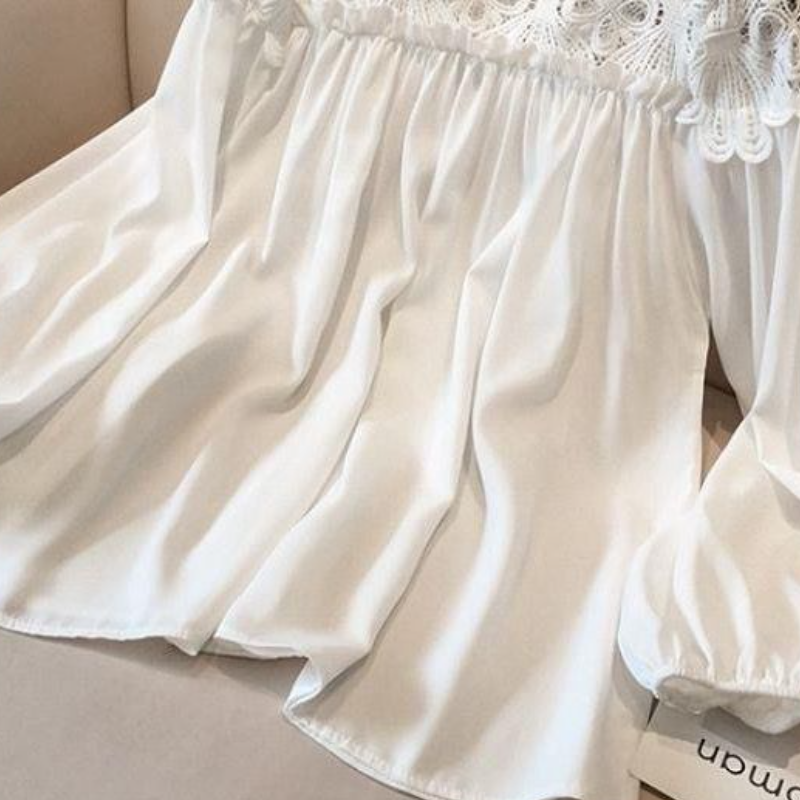 氣質蕾絲鏤空透膚襯衫 韓版大版型寬鬆蝙蝠袖上衣