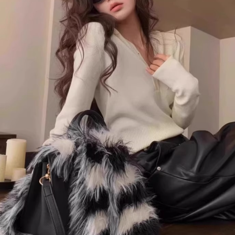 連帽針織短版上衣 5色修身 收腰顯瘦 長袖毛衣 秋季甜辣風