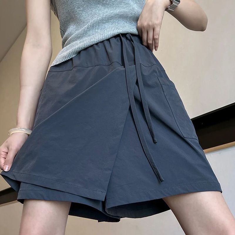 抗UV高腰A字褲裙 濕熱天專屬 薄款顯瘦寬鬆大碼短褲褲裙