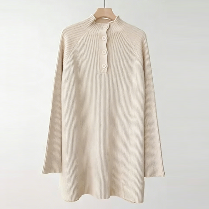 高領針織長洋裝 寬鬆剪裁 秋冬搭大衣百搭款