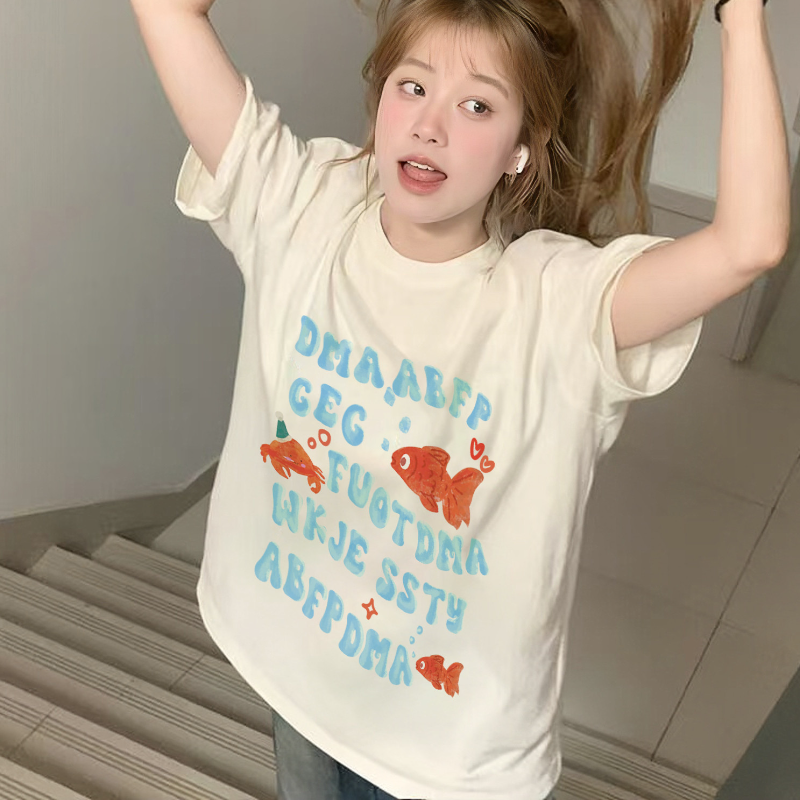 日雜卡通寬版棉T 純棉圓領短袖 百搭休閒加密工藝